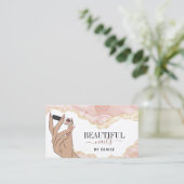 Carte De Visite salon à ongles rose vif femme technicien des ongle (Debout devant)