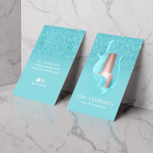 Carte De Visite Salon à ongles Turquoise Polonaise Splash Maquilla