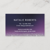 Carte De Visite Salon à ongles violet luxueux Typographie diamant (Dos)