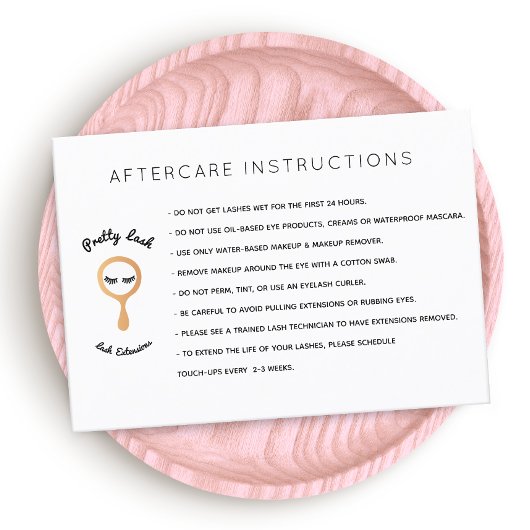 Carte De Visite Salon AfterCare pour Lash Extensions