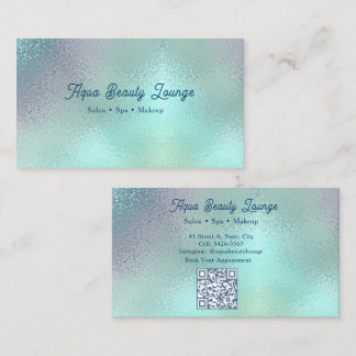 Carte De Visite Salon Aqua Argent personnalisé | Spa de beauté