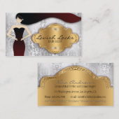 Carte De Visite Salon argenté de coiffeur de damassé d'or (Devant / Derrière)