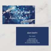 Carte De Visite Salon Arrière - plan bleu moderne (Devant / Derrière)