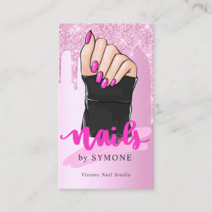 Carte De Visite Salon Artiste Nail Tech Parties scintillant rose g