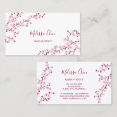 Carte De Visite Salon blanc rose cerisier professionnel (Devant / Derrière)