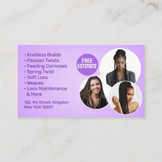 Carte De Visite Salon Braider Braids africains Braids (Dos)