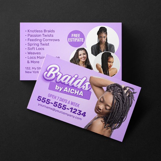 Carte De Visite Salon Braider Braids africains Braids