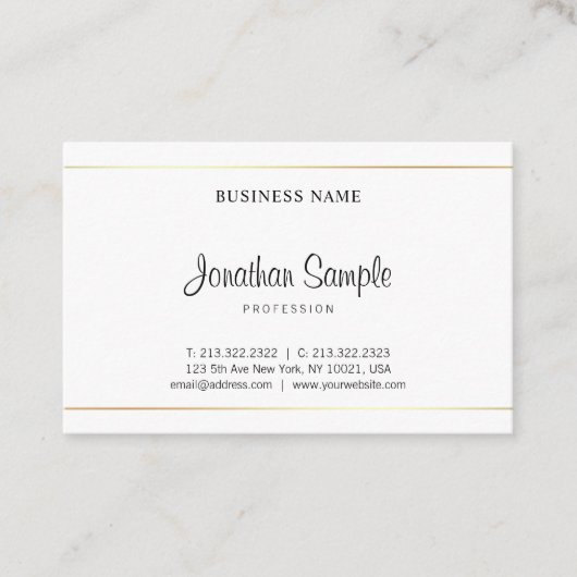 Carte De Visite Salon Calligraphie Script Moderne Élégant Plain Lu (Devant)