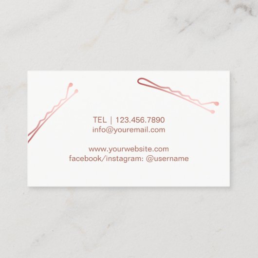 Carte De Visite Salon - Ciseaux de coiffure or rose (Dos)