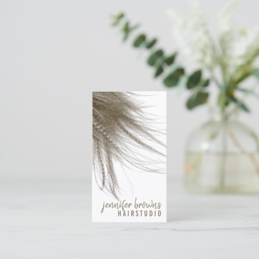 Carte De Visite Salon Coiffure élégant Fille Wavy Long Cheveux (Debout devant)