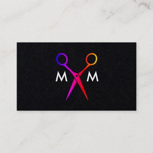 Carte De Visite Salon coloré Shears Monogramme (Devant)