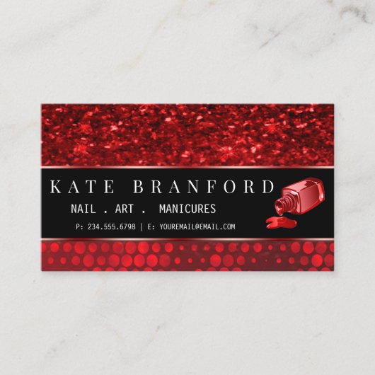 Carte De Visite Salon d'art manucure de la Parties scintillant Dee (Devant)