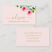 Carte De Visite Salon d'artiste de maquillage floral moderne chic (Devant / Derrière)