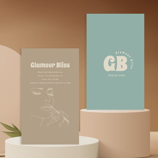 Carte De Visite Salon d'artiste maquillage bleu Aqua