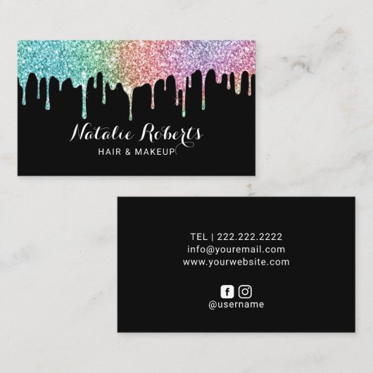 Carte De Visite Salon d'artiste maquillage Holographique Parties s (Devant / Derrière)