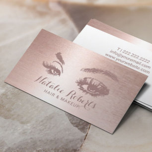 Carte De Visite Salon d'artiste maquillage Rose tendance Gold Hair