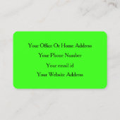 Carte De Visite Salon d'artiste maquilleur couleur vert néon  (Dos)