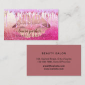Carte De Visite Salon d'artiste maquilleur rose Parties scintillan (Devant / Derrière)