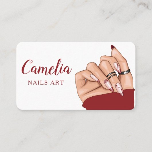 Carte De Visite Salon d'artiste moderne Red Nail Code Qr Code Cart (Devant)