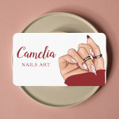 Carte De Visite Salon d'artiste moderne Red Nail Code Qr Code Cart