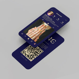 Carte De Visite Salon d'artistes de ongles moderne Midnight Blue I