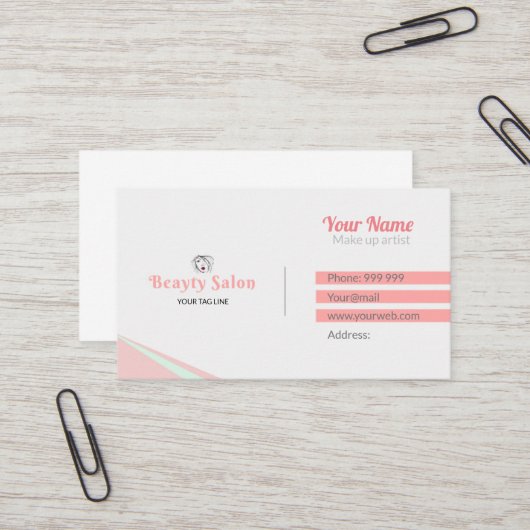 Carte De Visite Salon de beauté (Devant/Arrière en situation)