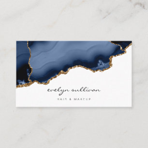 Carte De Visite salon de beauté agate bleu aquarelle