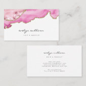 Carte De Visite salon de beauté aquarelle rose (Devant / Derrière)