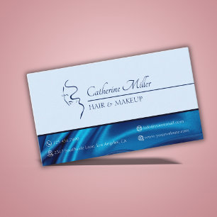 Carte De Visite Salon de beauté bleu moderne Artiste maquillage de
