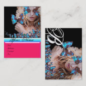 Carte De Visite SALON DE BEAUTÉ BLEUE, MAKEUP ARTIST monogramme (Devant / Derrière)