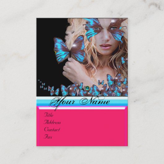 Carte De Visite SALON DE BEAUTÉ BLEUE, MAKEUP ARTIST monogramme (Devant)