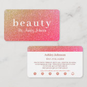 Carte De Visite Salon de Beauté Chic Pink Sparkle Fidélité (Devant / Derrière)