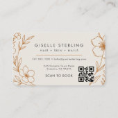 Carte De Visite Salon de Beauté Code QR Floral Professionnel (Dos)