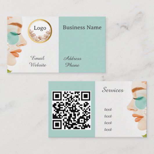 Carte De Visite Salon de beauté Code QR personnalisé professionnel (Devant / Derrière)