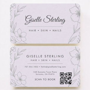 Carte De Visite Salon de Beauté Code QR Violet Professionnel