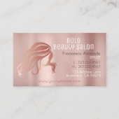 Carte De Visite Salon de beauté coiffeuse Rose brossé métal or (Devant)