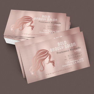 Carte De Visite Salon de beauté coiffeuse Rose brossé métal or
