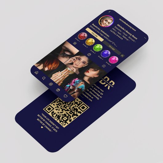 Carte De Visite Salon de Beauté de cheveux moderne Midnight Blue I