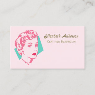 Carte De Visite Salon de beauté de la femme rose rétro