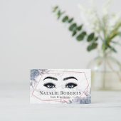 Carte De Visite Salon de beauté du marbre bleu bleu foncé géométri (Debout devant)