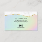 Carte De Visite Salon de beauté en marbre doré Pastel Holographic  (Dos)