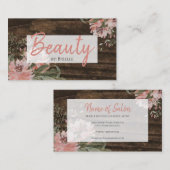 Carte De Visite Salon de beauté et de coiffure Rustique Bois foncé (Devant / Derrière)