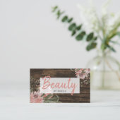 Carte De Visite Salon de beauté et de coiffure Rustique Bois foncé (Debout devant)