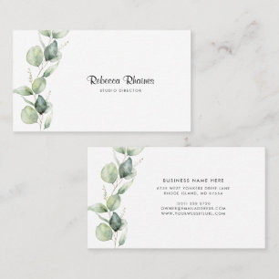 Carte De Visite Salon de Beauté Eucalyptus Elegant Script Greenery