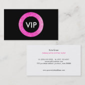 Carte De Visite Salon de beauté Faux Pink and Black Sequin VIP (Devant / Derrière)