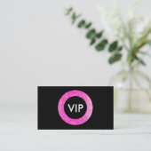 Carte De Visite Salon de beauté Faux Pink and Black Sequin VIP (Debout devant)
