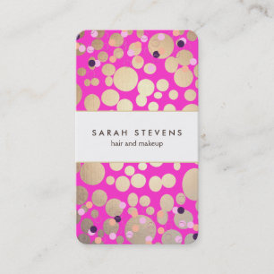 Carte De Visite Salon de beauté Gold et Hot Pink Confetti