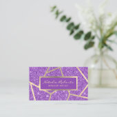Carte De Visite Salon de beauté Gold Geometry Purple Parties scint (Debout devant)