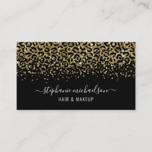 Carte De Visite Salon de beauté Gold Leopard Parties scintillant
