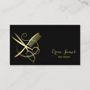 Carte De Visite Salon de beauté Golden and Black